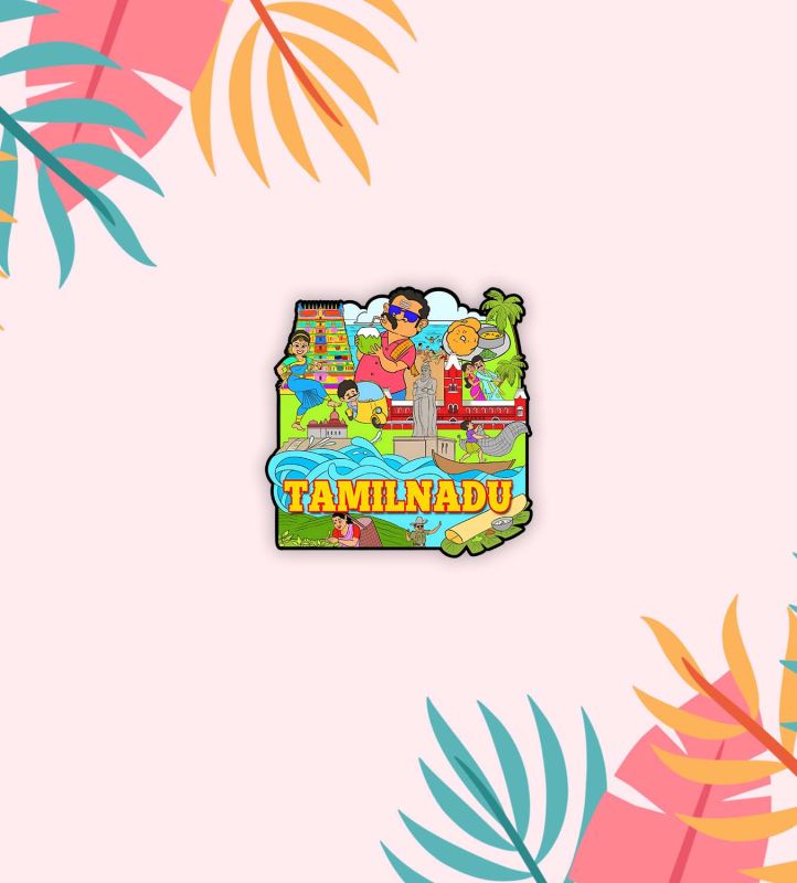 Indian State Theme Wooden Fridge Magnet  Magnet for Home Office Kitchen Refrigerator Door Stylish Decor Souvenir Gift  Indoor Decorative Gift Item (Tamilnadu Fridge Magnet)